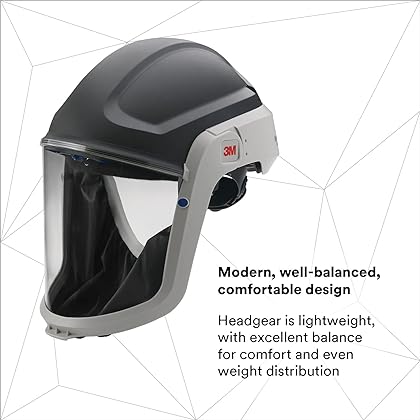 3M PAPR, Versaflo Respiratory Hard Hat M-307, For Powered Air Purifying Respirator, Premium Coated Polycarbonate Visor and Flame Resistant Face Seal, 1/Case Black