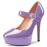 Castamere Women Stiletto High Platform Heel Round Toe Mary Jane Pumps Slip-on Classic Cute Dress 5.1 Inches Heels