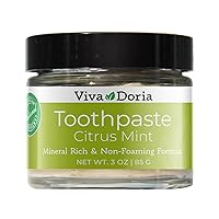 Fluoride Free Natural Toothpaste - Citrus Mint (3 oz Glass jar) Refreshes Mouth, Freshens Breath, Keeps Teeth and Gum Healthy