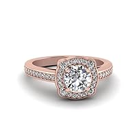 Choose Your Gemstone Floral Pave Halo Diamond CZ Ring rose gold plated Round Shape Halo Engagement Rings Ornaments Surprise for Wife Symbol of Love Clarity Comfortable US Size 4 to 12