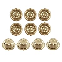 10 Pack 4 Inch Mini Bundt Cake Pans for Baking, Nonstick Carbon Steel Fluted Cake Pan Set, Oven Baking Small Metal Round Pumpkin Shaped Cake Mold for Cupcake, Muffin, Brownie, Pudding - Gold