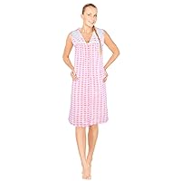 JEFFRICO Womens Dusters For Women Zipper Front Housecoat Lounger Duster House Dress Short Sleeve Nightgowns Pajamas Robe