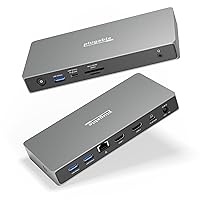 Plugable USB C Docking Station Dual Monitor, 11-in-1, USB4 100W Laptop Charging Dock for Windows and Thunderbolt, 4K HDMI 2.1 up to 120Hz, 2.5Gbps Ethernet, SD Reader, 20W USB-C Charging - Driverless