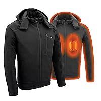 Nexgen Heat MPM1767SET Men's Black 'Heated' Soft Shell Hooded Zipper Front Jacket with Detachable Hood w/Battery