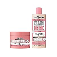 Clarifying and Moisturizing Original Pink Pairing - The Righteous Body Butter (300ml) and Clean On Me Body Wash (500ml) - Bergamot and Rose Scented Rich Body Cream and Skin Cleanser