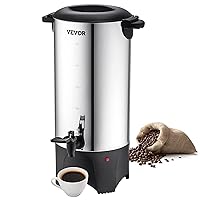 VEVOR Commercial Coffee Urn, 50 Cups/7.5qt Stainless Steel Large Coffee Dispenser, 1000W 110V Electric Coffee Maker Urn For Quick Brewing, Hot Water Urn with Detachable Power Cord for Easy Cleaning