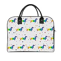 Rainbow Daschund Travel Tote Bag Large Capacity Laptop Bags Beach Handbag Lightweight Crossbody Shoulder Bags for Office