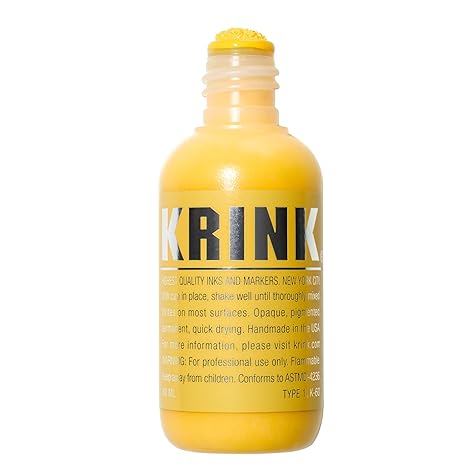 Krink K-60 Yellow Paint Marker - Vibrant and Opaque Fine Art Graffiti Markers for Canvas Metal Glass Paper and More - Alcohol-Based Permanent Graffiti Mop Krink Paint Marker for Lasting Tags