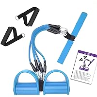 Pedal Resistance Band, 4-Tube Elastic Pull Rope, Sit-up Equipment, Yoga Strap Bodybuilding Expander, Exercise Bands, Fitness Equipment for Abdomen, Waist, Arm, Leg Stretching Slimming Training