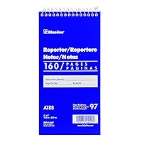 Blueline Reporter Notebook / Note Pad, 4 x 8 inches, 160 Pages / 80 Sheets (AT8B)