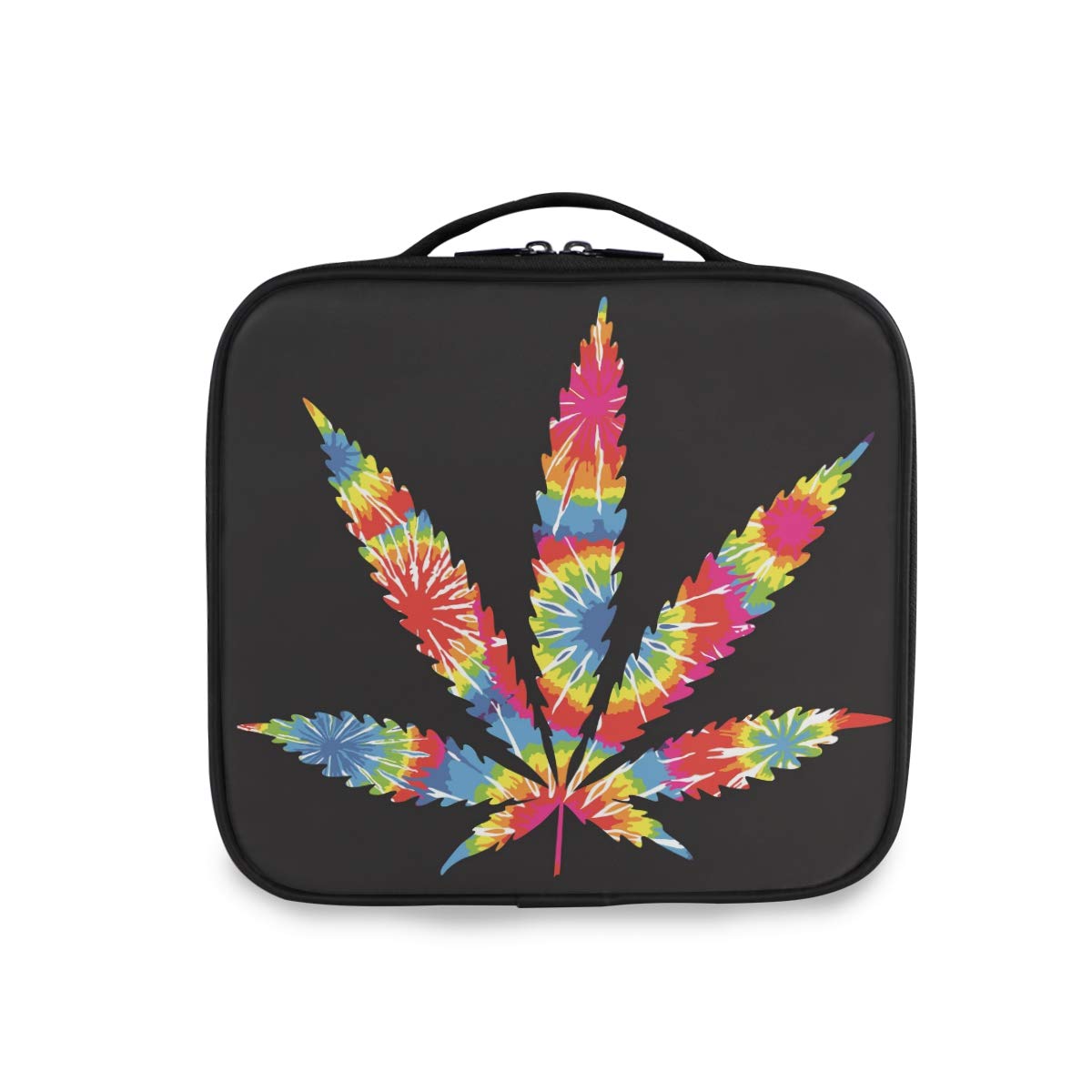 ALAZA Travel Makeup Case Tie Dyed Pot Leaf Cosmetic toiletry Travel bag for Women Girls