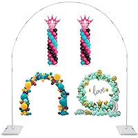 Balloon Arch Stand, 7.5ft Large Round Backdrop Frame, Adjustable Half Circle Arch, 2 set Reusable Metal Ballon Column Kit with Base 3IN1 for Birthday, Wedding, Graduation, Baby Shower Party
