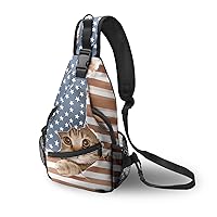 Cat Sling Bag Travel Crossbody Backpack Hiking for Women Men Waterproof Adjustable Lightweight Outdoor Walking Running Climbing