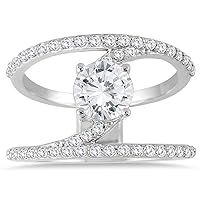 AGS Certified 1 3/8 Carat TW Open Diamond Ring in 14K White Gold (J-K Color, I2-I3 Clarity)