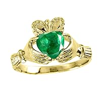 Rylos Rings For Women 14K Yellow Gold - Claddagh Ring Claddah Love, Loyalty & Friendship Ring Color Stone Gemstone Jewelry For Women Gold Rings