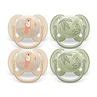Philips Avent Ultra Soft Pacifier - 4 x Soft and Flexible Baby Pacifiers for Babies Aged 0-6 Months, BPA Free with Sterilizer Carry Case, SCF091/24