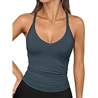 Trendy Queen Womens Ribbed Tank Tops Racerback Summer Basic Camisole V Neck Going Out Slim Fit Fashion Clothes 2024