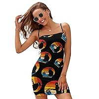 Do What I Want for Black Cat Women's Spaghetti Strap Dress Adjustable Slip Dresses Sexy Mini Dress Backless Bodycon Dress