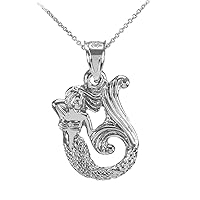 WHITE GOLD TEXTURED FAIRYTALE MERMAID PENDANT NECKLACE - Gold Purity:: 10K, Pendant/Necklace Option: Pendant With 16
