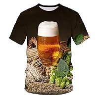 Men T-Shirt Beer Short Sleeve Novelty Double Sided Pattern O-Neck Tops Tees Funny 3D Printed T Shirt