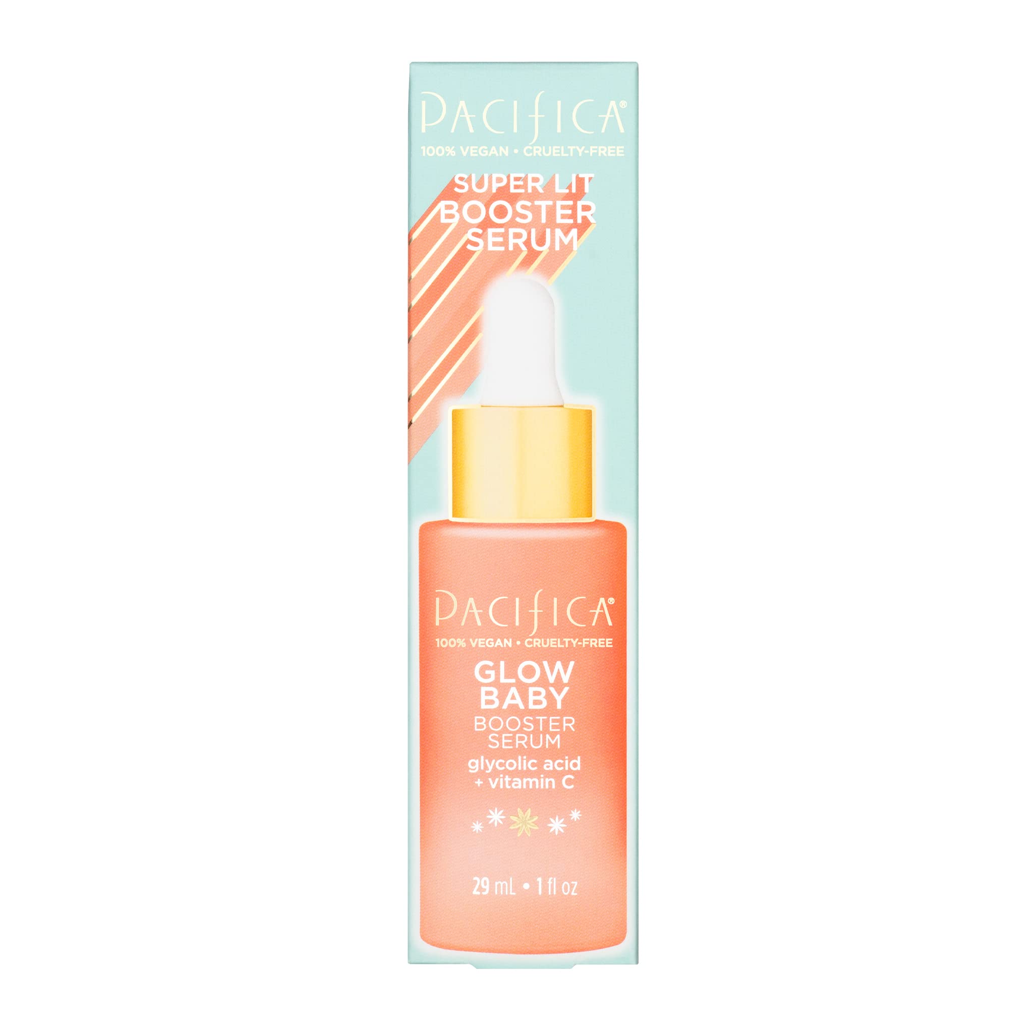 Pacifica Beauty, Glow Baby Booster Serum For Face, Vitamin C and Glycolic acid, Brightens and Supports, For All Skin Types, Fragrance Free, Clean Skin Care, Vegan and Cruelty Free , 1 Fl oz