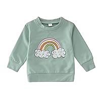 Newborn Infant Baby Girls Boys Print Rainbow Autumn Long Sleeve Tops Hoodie Clothes Youth Tee