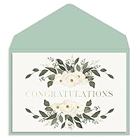Graphique Congrats Laurels Wedding Card | Congratulations Greeting Card for Newlyweds | Couple, Bride, Groom | Glitter and Gold Foil Accents | Color-Coordinated Envelope | 5