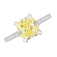 1.75ct GIA Certified Fancy Light Yellow Cushion Diamond Engagement Ring in Platinum