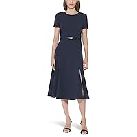 Calvin Klein Women's Belted Short Sleeve Midi Dress