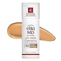 UV AOX Elements Tinted Mineral Face Sunscreen, SPF 50 Tinted Sunscreen for Face, Antioxidant Protection, Combats Visible Signs of Environmental Aggressors,100% Mineral Actives, 1.7 oz Pump