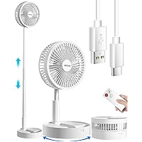 AICase Stand Fan,Folding Portable Telescopic Floor/USB Desk Fan with 7200mAh Rechargeable Battery,4 Speeds Super Quiet Adjustable Height and Head Great for Office Home Outdoor Camping