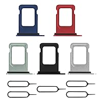 5 Color SIM Card Tray Holder Slot Replacement for iPhone 12 (Green/Blue/Red/White/Black) with Waterproof Rubber Seal Ring and Open Eject Pin for A2172 A2402 A2404 (Single Sim Version)