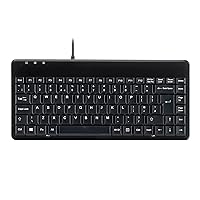 Perixx PERIBOARD-409H Wired USB Mini Keyboard with 2 USB Hubs, Black, UK QWERTY