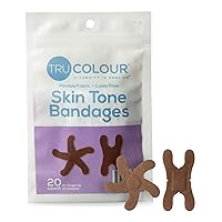 Tru Colour - Knuckle and Fingertip Bandages, Flexible Fabric Adhesive Bandages, Dark Brown Skin Tone Shade, Purple Bag, 20 Count