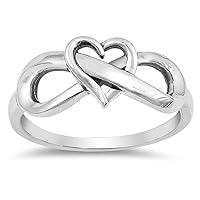CHOOSE YOUR COLOR Sterling Silver Infinity Love Knot Heart Promise Ring