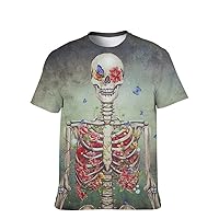 Mens T-Shirt Funny-Graphic Cool-Tees Novelty-Vintage Short-Sleeve Hip Hop: Sugar Skull Print New Pattern Clothing Design Gift