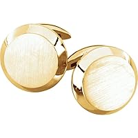 14k Yellow Gold Round Engravable Men Gents Cuff Links Pair