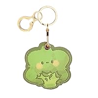 Leather Keychain Holder Cover Suitable for Apple AirTag, Protective Cute Air Tag Case with Keychain Ring, Anti-Scratch Finder GPS Tracker Case for Wallet Keys(Broccoli)