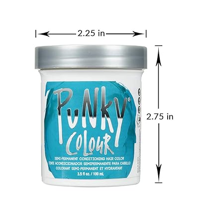 Punky Semi Permanent Conditioning Hair Color, Vegan, PPD and Paraben Free, may last for 5-40 washes, 3.5oz, Turquoise