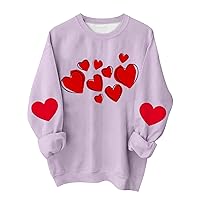 Women's Plus Size Tops Fashion Valentine's Day Printing Long Sleeve O-Neck Pullover Top Blouse Undershirt, S-3XL