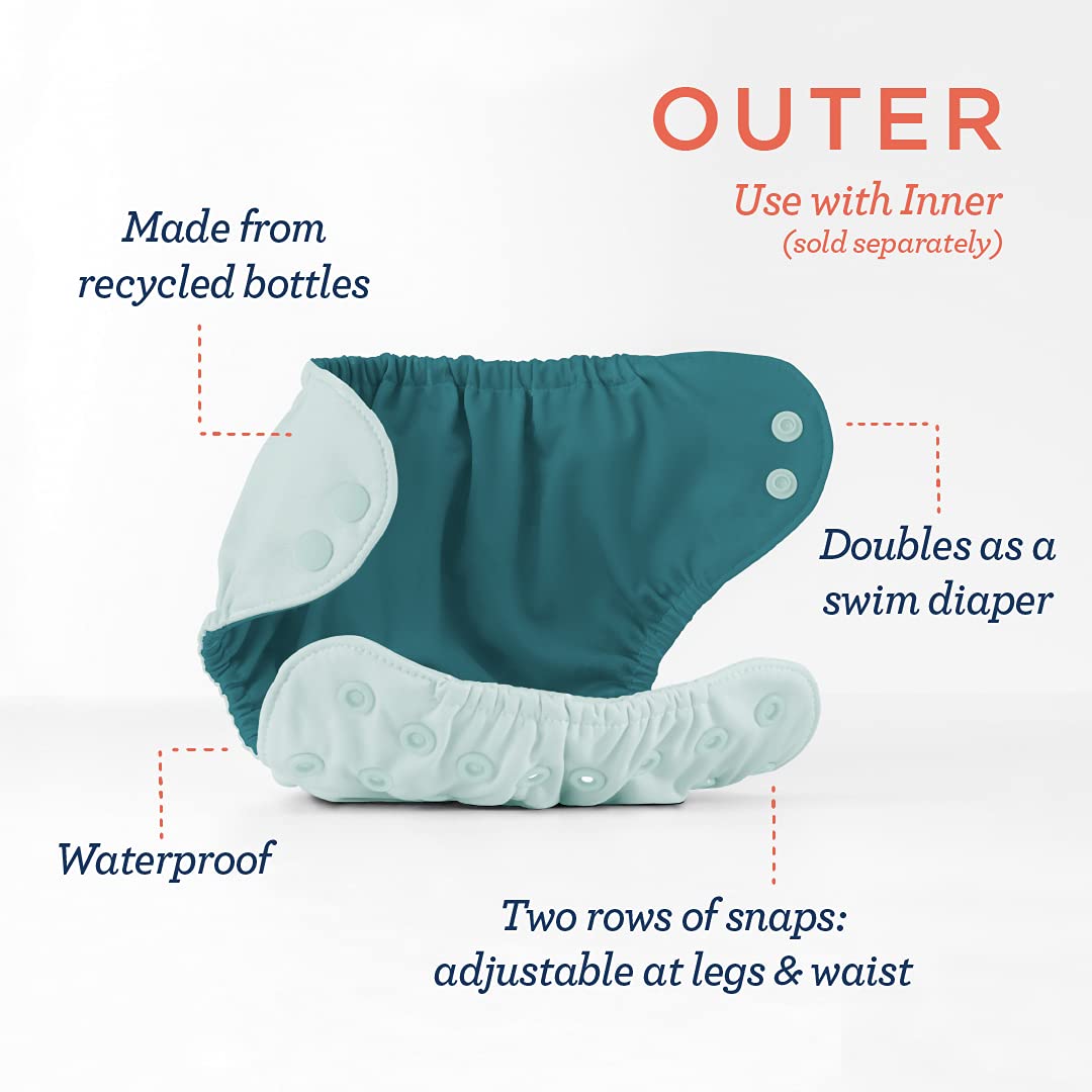 Esembly Cloth Diaper Outer, Waterproof Cloth Diaper Cover, Swim Diaper, Leak-Proof and Breathable Layer Over Prefolds, Flats or Fitteds, Reusable Diaper with Snap Closure, Size 1 (7-17lbs), Mist