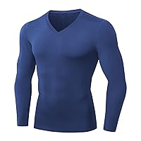 Mens Workout Tee Shirt V Neck Gym Shirts Athletic Fit Long Sleeve T-Shirt Casual Fitness Running Tops Muscle Tees