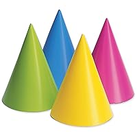 Creative Converting 20PH-0010 Party Hats, Assorted Neon, 8-Pack