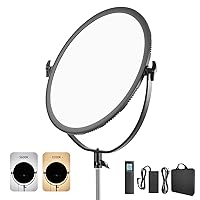 Neewer LED Bi-Color Studio Round Lighting, Ultra Thin Studio Edge Flapjack Light, 18''/45.5cm 70W Dimmable Portrait Light with AC Adapter/2.4G Wireless Remote (Battery/Light Stand Not Included)