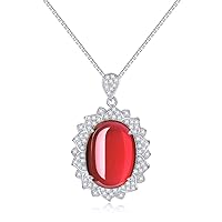 Classical Sunflower Ruby Necklace with 925 Sterling Silver Chain