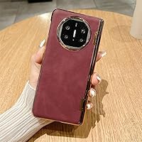 Mobile cover, Compatible with Huawei Mate X3 Case,Vintage Leather Suede Folio Flip Slim Case,Electroplated PC Case with Hinge+Camera Lens Protector Full Protective Rugged Cover ( Color : Wine red )