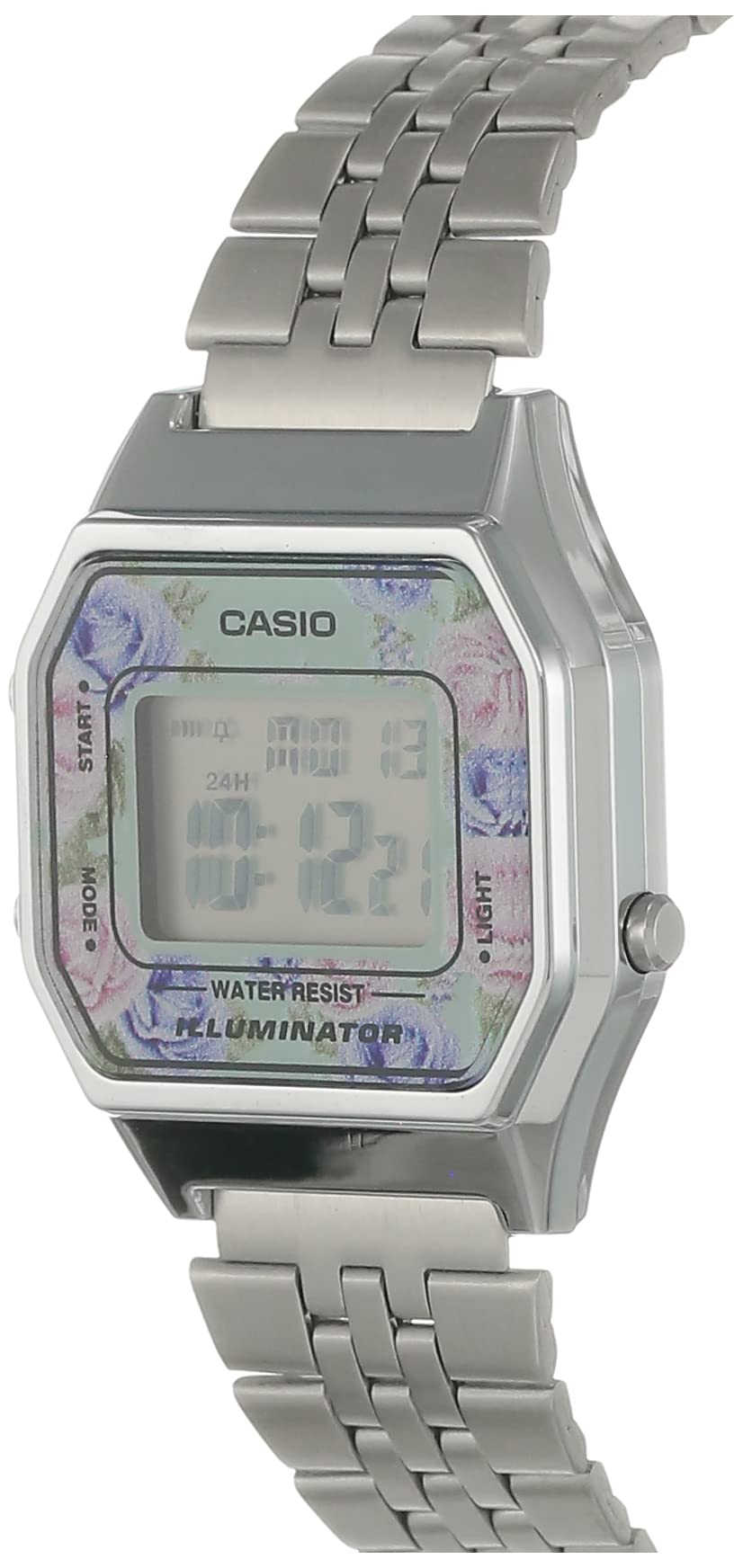 Casio LA680WA-2C Women's Vintage Floral Dial Alarm Chronograph Digital Watch
