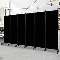 Room Divider Portable 132'' Partition Room Dividers and Folding Privacy Screens 6 Panel Wall Divider for Room Separation, Freestanding Fabric Room Divider Panel with Wheels for Home Office Hospital