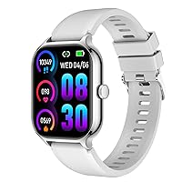 Smart Watch for women men(Answer/Make Calls)2.01”,Smart Watches for iOS and Android Phones IP67 Waterproof Smartwatch Fitness Watch with Heart Rate Sleep Monitor Steps Calories Counter (Silver)
