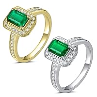 Natural Columbia Emerald Gemstone Pave Diamond 14K Yellow White Gold Wedding Engagement fashion Band Ring Set for Women